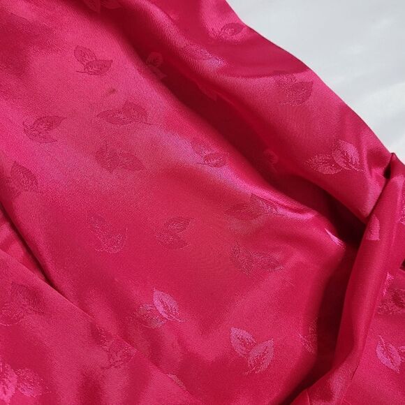 VINTAGE 90s robe California Dynasty pink leaf short sleeve wrap lightweight M - Picture 5 of 10